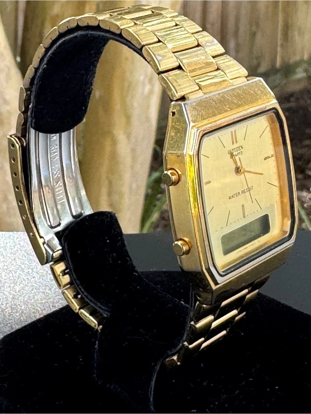 Citizen Quartz Vintage Analog-Digital LCD Gold Tone 31mm | Alarm Chrono Date